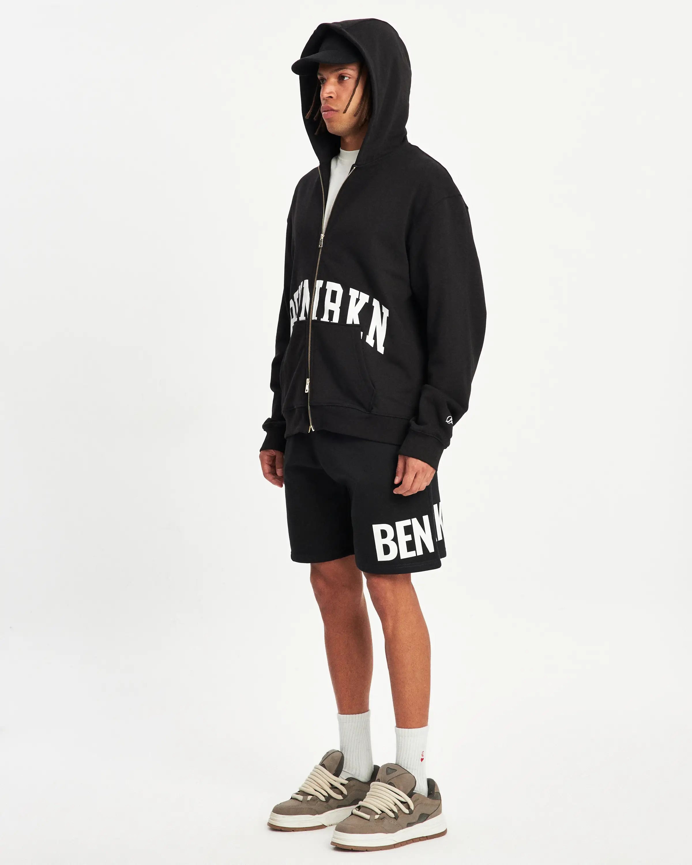 COLLEGE ZIP UP HOODIE - MIDNIGHT BLACK - BENNRKN