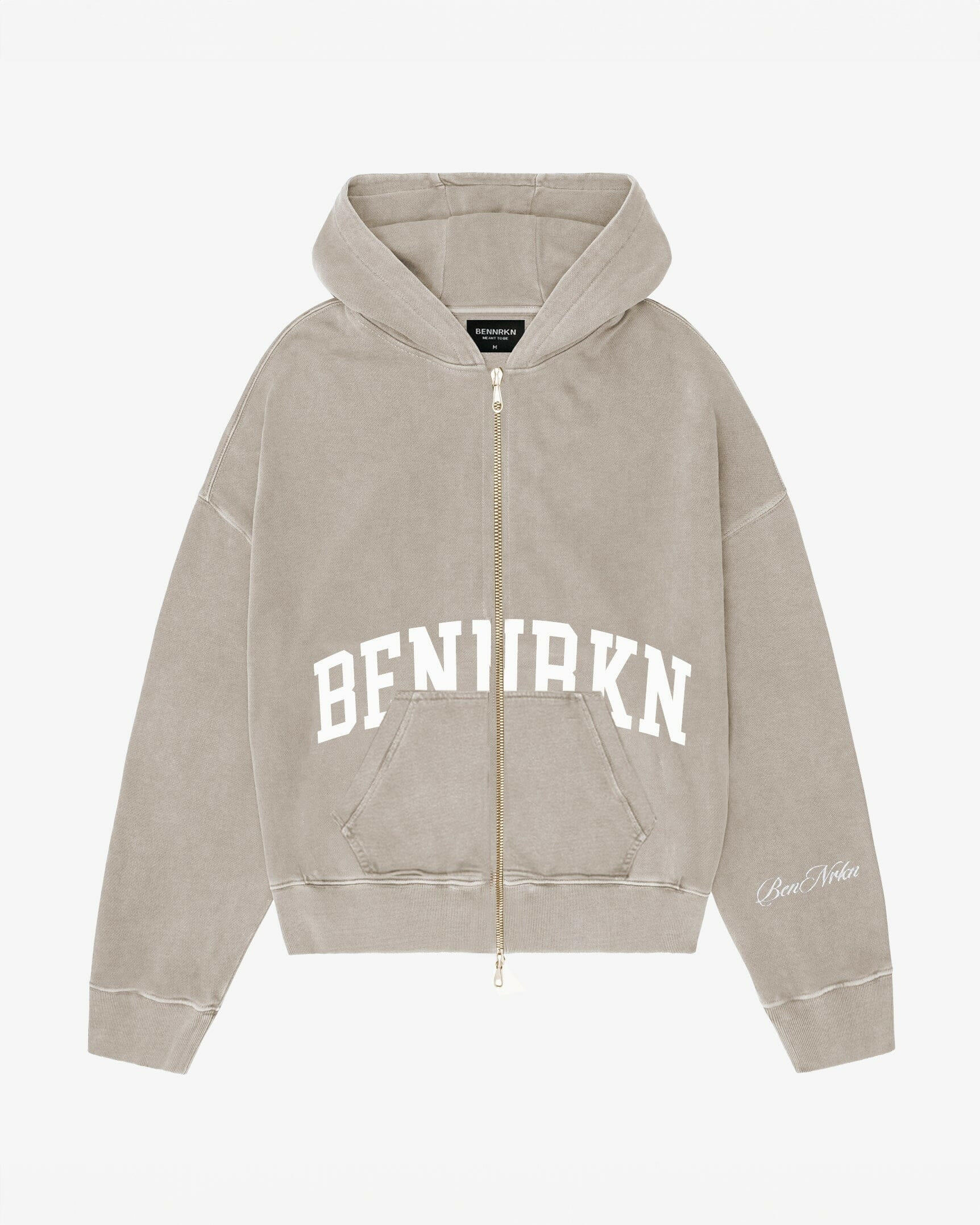 COLLEGE ZIP UP HOODIE - LIGHT TAUPE - BENNRKN